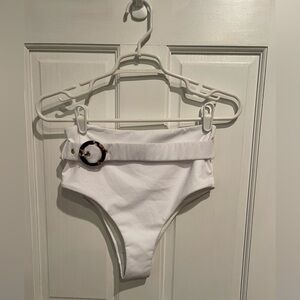 Reiss White Textured Swim Bottom Size 4 NWT